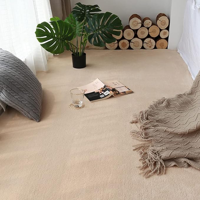Soft Cashmere Area Rug Luxury Bedside Carpet Bedroom Living Room Mats Solid Color Children's Room Rugs Runner Carpets Indoor Mats Home Décor White Gray Red 6.5' X 6.5'