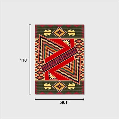 Vintage Boho Area Rugs Multicolor Ethnic Style Geometric Splicing Carpets Bedroom Living Room Kitchen Floor Mats Indoor Outdoor Non-Shedding Runner Rug Home Décor Carpet 5' X 10'