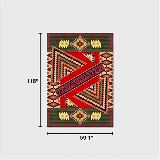 Vintage Boho Area Rugs Multicolor Ethnic Style Geometric Splicing Carpets Bedroom Living Room Kitchen Floor Mats Indoor Outdoor Non-Shedding Runner Rug Home Décor Carpet 5' X 10'
