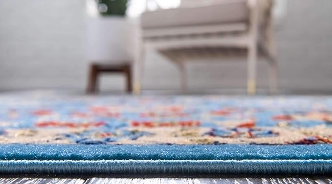 Unique Loom Espahan Collection Area Rug - Cape Cod (2' 7" x 10' Runner, Blue/ Black)