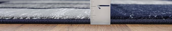 Navy Blue Geometric 5x7 Area Rug – Modern Patterned Carpet for Living Room, Bedroom, or Office – Soft Durable Floor Rug – Contemporary Stylish Design