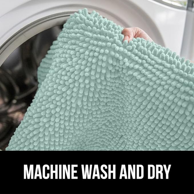 GORILLA GRIP Bath Rug Mat 44x26, Soft Absorbent Chenille, Quick Dry Microfiber Mats, Rubber Backing Washable Shower Floor Rugs, Bathmat Runner, US Designed Bathroom Home Decor Accessories Seablue