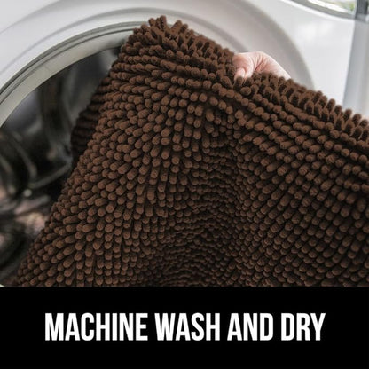 GORILLA GRIP Bath Rug Mat 48x17, Thick Soft Absorbent Chenille, Quick Dry Microfiber Mats, Rubber Backing Washable Shower Floor Rugs, Bathmat Runner, US Designed Bathroom Home Decor Accessories Brown