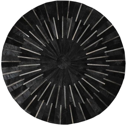 Sn Alef Home Round Designer Rug for Living Room | Handcrafted Black & White Boho Floor Carpet | Modern Ethnic Circular Mat for Home Décor & Meditation Space (Black_7x7)