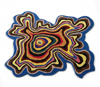 Irregular Shaped Handmade Wool Rug | Modern Colourful Stripe Premium Area Rug Perfect for Home Decor (7x7 ft, Multi.)