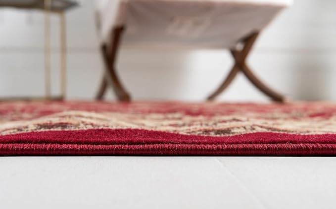Unique Loom Sialk Hill Collection Area Rug - Washington (3' 3" x 5' 3" Oval Burgundy/Cream)