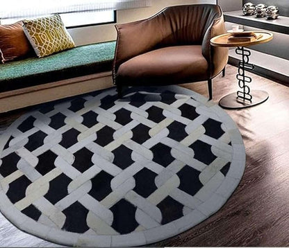 Geometric Lattice Area Rug – Modern Designer Pattern Carpet for Living Room, Bedroom & Office – Anti-Slip Soft Decorative Rug – Contemporary Floor Mat for Stylish Home Décor (Round-7x7)