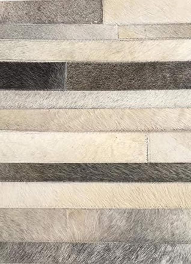 Cowhide Leather Rug for Living Room 9x12, Modern Stripes Style Floor Carpet, Washable Dark Grey Area Rug for Home Decor