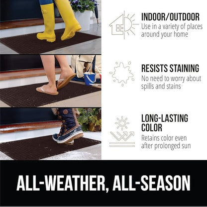 GORILLA GRIP Front Door Mat, Indoor Outdoor Ultra Absorbent HydroAbsorb Doormat, Absorbs Up to 1.7 Cups of Water, Stain and Fade Resistant, Rubber Backing Doormats, Captures Dirt, 29x17 Coffee