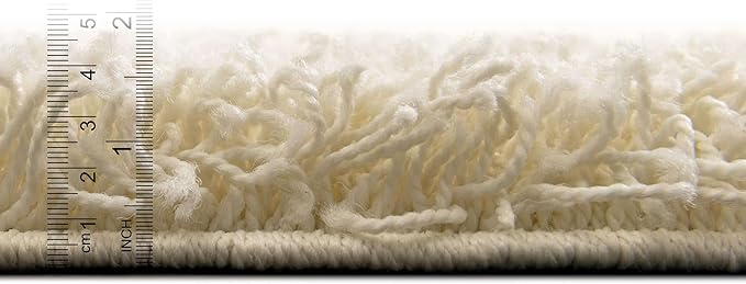 Unique Loom Solid Shag Collection Area Rug (7' 1" x 10' Rectangle, Pure Ivory)