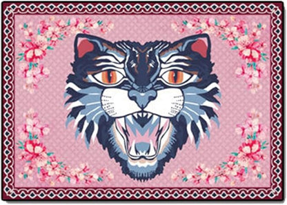 Cartoon Animal Pattern Area Rug Cute Cat Luxury Floral Decor for Carpet Farmhouse Bedroom Living Room Rugs Bathroom Kitchen Runner Mat Indoor Outdoor Non Slip Doormat 3' X 3'