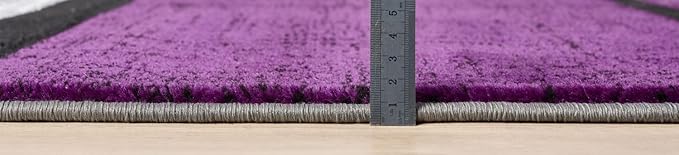 Geometric Area Rug - Decorative Home & Office Rug - Indoor Carpet for Living Room, Bedroom, Family or Dining Room - Non-Fading Polyester Material, Stain-Proof - Made in Turkey - Purple 5 x 7 ft
