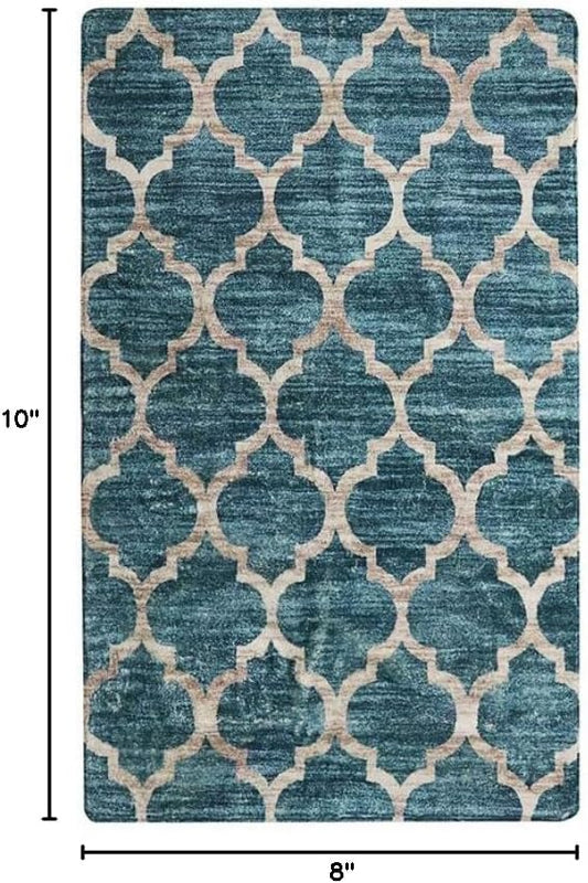 Lahome Moroccan Kitchen Rugs - 2x3 Washable Small Entryway Rug Indoor Door Mat, Non-Slip Throw Rugs Floor Bathroom Door Mats for Bedroom Room Redside Laundry Room Rug Decor (2’X 3’, Blue)