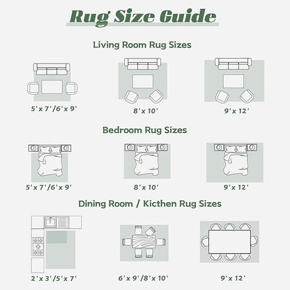 Area Rug 9x12 Washable Rug, Vintage Boho Medallion Rugs Non-Slip Soft Low Pile Large Distressed Rug Indoor Retro Carpet for Living Room Bedroom Dining Room Home Office (Green Beige, 9'x12')
