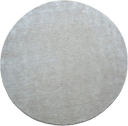 Hand Knotted Loom Wool ECO-Friendly Area Rugs - 10'x10', Round, Beige Color, Solid Plain Design, High Pile Thick Handmade Anti Skid Area Rugs for Living Room, Bed Room (L00111)