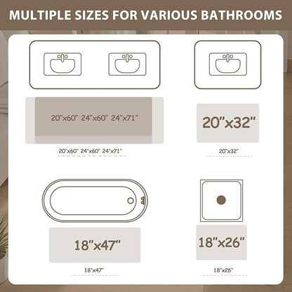 Uphome Bathroom Runner Rug, Distressed Tribal Farmhouse Khaki Bathroom Mat, Large Bathroom Rugs Non Slip Washable, Oriental Retro Boho Bath Mat Runner for Bathtub Sink Hallway, 24x59 inch