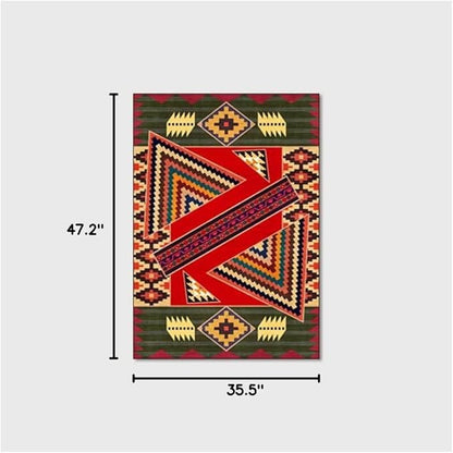 Vintage Boho Area Rugs Multicolor Ethnic Style Geometric Splicing Carpets Bedroom Living Room Kitchen Floor Mats Indoor Outdoor Non-Shedding Runner Rug Home Décor Carpet 3' X 4'