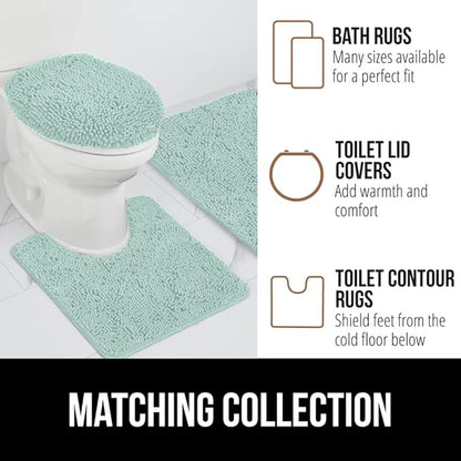 GORILLA GRIP Bath Rug Mat 60x24, Soft Absorbent Chenille, Quick Dry Microfiber Mats, Rubber Backing Washable Shower Floor Rugs, Bathmat Runner, US Designed Bathroom Home Decor Accessories Seablue