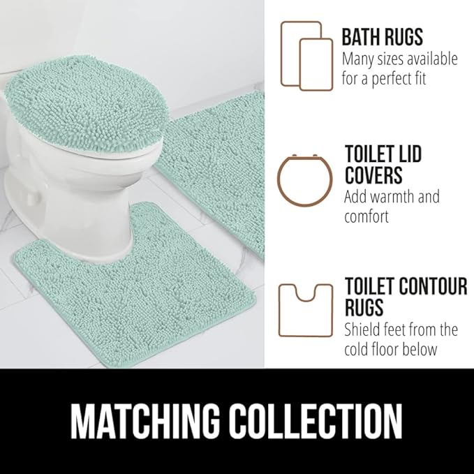 GORILLA GRIP Bath Rug Mat 30x20, Thick Soft Absorbent Chenille, Quick Dry Microfiber Mats, Rubber Backing Washable Shower Floor Rugs, US Designed Bathroom Bathmat Home Decor Accessories, Seablue