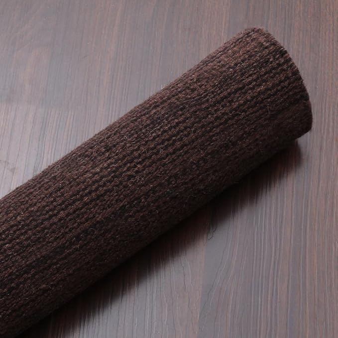 Rugsotic Carpets Hand Woven Flat Weave Kilim Wool ECO-Friendly Area Rugs - 6'x6', Square Shape, Dark Brown Color, Solid Plain Design, Low Pile Handmade Rugs for Living Room, Bed Room (D00111)