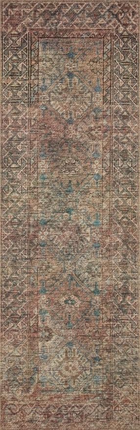 Loloi Amber Lewis Billie Collection BIL-04 Aqua/Rust 5'-0" x 7'-6", 0.19" Thick Area Rug