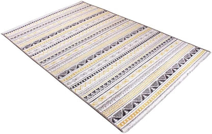 Alfa Rich 4x6 Yellow Gray White Washable Area Rugs for Living Room Bedroom Kitchen Cotton Decor Rug