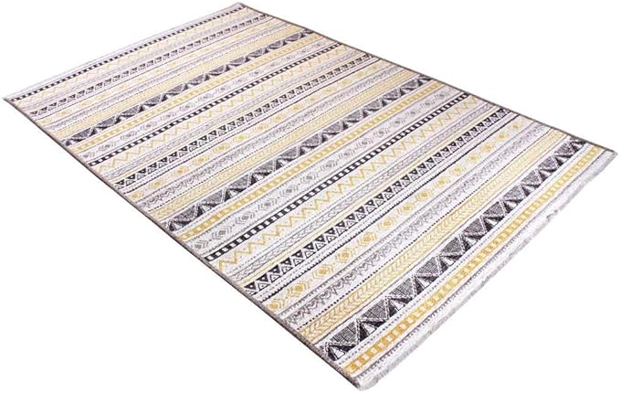 Alfa Rich 3x5 Yellow Gray White Washable Area Rugs for Living Room Bedroom Kitchen Cotton Runner Rug