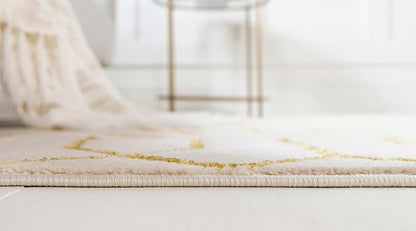 Marilyn Monroe Glam Collection Area Rug - Trellis (10'x 14' 1" Rectangle, White Gold/ Gold)