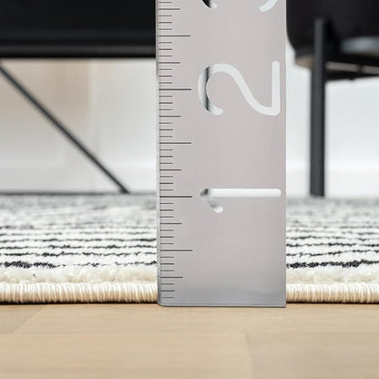 Abani Nuevo Collection Area Rug - Mid-Century Black and White Arch Knot Design - 9' x 12' - for Living Room, Bedroom & Office