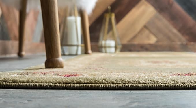 Rugs.com Chateau Collection Rug – 2' x 5' 3 Runner Green Medium Rug Perfect for Hallways, Entryways