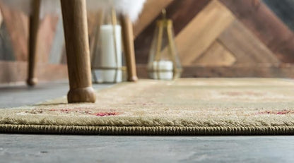 Rugs.com Chateau Collection Rug – 6 Ft Runner Green Medium Rug Perfect for Hallways, Entryways