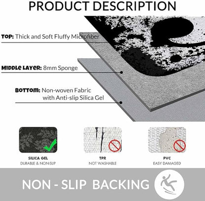 Music Notes Bath Mats for Bathroom Vintage Design Grunge Art Black Ground Silhouette Ink Splatter Floor Bath Rugs Machine Washable Bathmat Carpet Rug Room Decor for Shower Floor 16 X 24 inch Mat