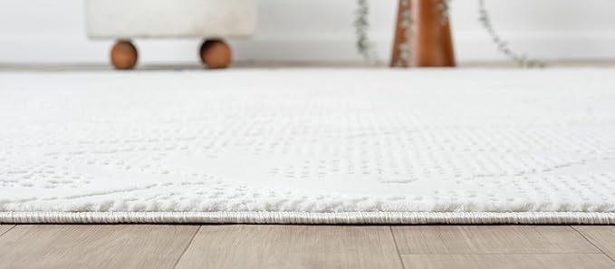 Adel Modern Area Rug for Living Room, 8x10 Rustic Distressed Abstract Large Cream Neutral Rug, Medium Pile Stain Resistant Carpet for Bedroom, Dining Room or Kitchen (8' x 10', Cream)