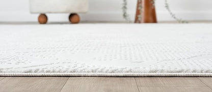 Adel Modern Area Rug for Living Room, 5x7 Rustic Distressed Abstract Cream Neutral Rug, Medium Pile Stain Resistant Carpet for Bedroom, Dining Room or Kitchen (5' x 7', Cream)