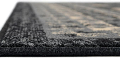 Unique Loom Taftan Collection Border Geometric Tribal Inspired Design Area Rug (2' 7 x 10' 0 Runner, Black/ Gray)