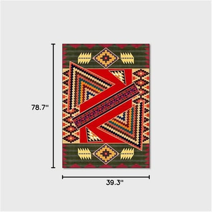 Vintage Boho Area Rugs Multicolor Ethnic Style Geometric Splicing Carpets Bedroom Living Room Kitchen Floor Mats Indoor Outdoor Non-Shedding Runner Rug Home Décor Carpet 3.2' X 6.5'