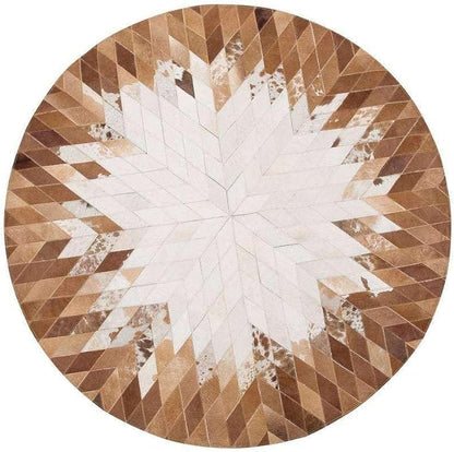 Round Rug for Living Room – Black and White Designer Floor Carpet