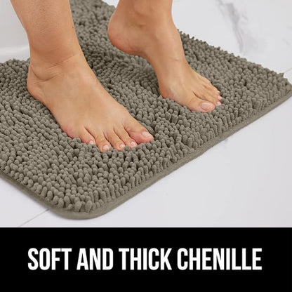 GORILLA GRIP Bath Rug Mat 30x20, Thick Soft Absorbent Chenille, Quick Dry Microfiber Mats, Rubber Backing Washable Shower Floor Rugs, US Designed Bathroom Bathmat Home Decor Accessories, Latte