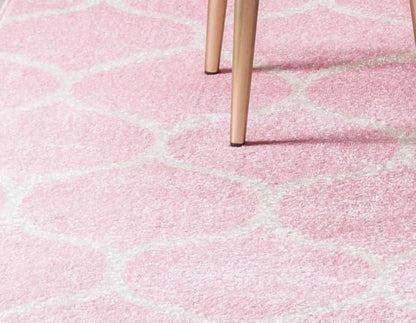 Rugs.com Lattice Frieze Collection Rug – 2' x 6' Runner Light Pink Medium Rug Perfect for Living Rooms, Large Dining Rooms, Open Floorplans