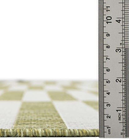 Unique Loom Outdoor Striped Collection Area Rug - Striped (10' Round Green/Ivory)