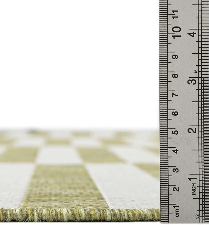Unique Loom Outdoor Striped Collection Area Rug - Striped (7' 10" Round Green/Ivory)