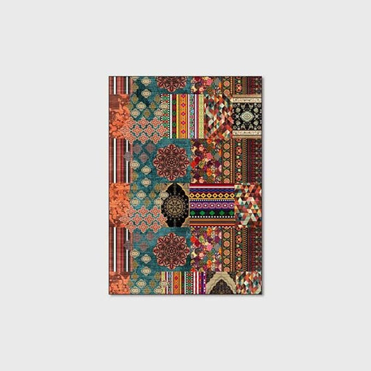 Vintage Boho Area Rugs Multicolor Ethnic Style Geometric Splicing Carpets Bedroom Living Room Kitchen Floor Mats Indoor Outdoor Non-Shedding Runner Rug Home Décor Carpet 2' X 5'