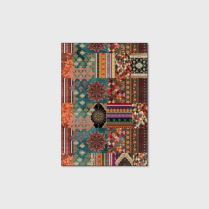 Vintage Boho Area Rugs Multicolor Ethnic Style Geometric Splicing Carpets Bedroom Living Room Kitchen Floor Mats Indoor Outdoor Non-Shedding Runner Rug Home Décor Carpet 5' X 6.5'