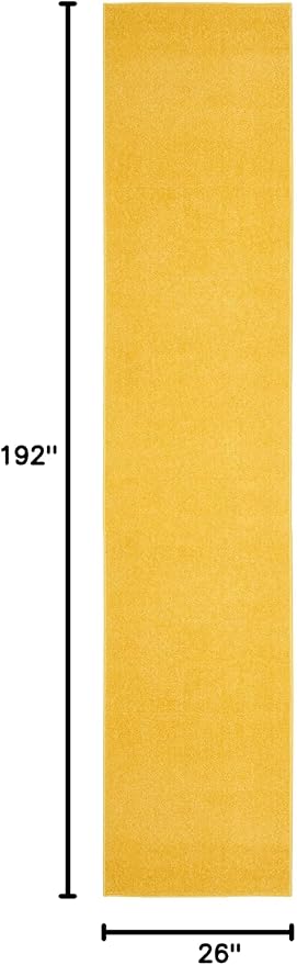 Nourison Home Nourison Essentials Yellow 2'2" x 16' Area Rug - Easy Clean, Non Shedding, Bed Room, Living Room, Dining Room, Kitchen (16' Runner)