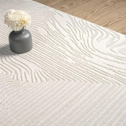 Abani Zen 2' x 3' Cream Rug – Neutral Layered Wavy Borders Pattern, Small Soft Accent Rug for Entryway & Bedroom, Durable & Easy to Clean