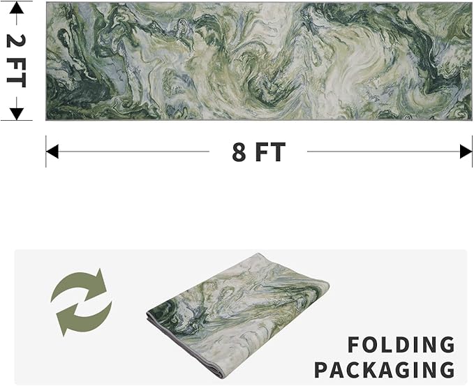 2x8 Runner Rug for Hallways Kitchen Modern Abstract Washable Runner Rug Soft Non Slip Marble Carpet Runner for Laundry Entryway Bedroom Bathroom