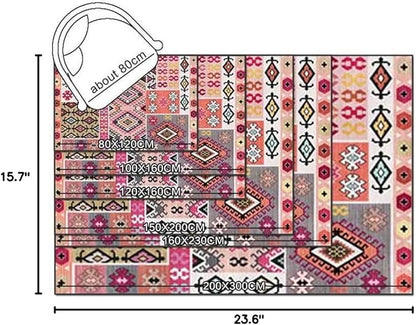 Vintage Boho Area Rugs Multicolor Ethnic Style Geometric Splicing Carpets Bedroom Living Room Kitchen Floor Mats Indoor Outdoor Non-Shedding Runner Rug Home Décor Carpet 1.3' X 2'