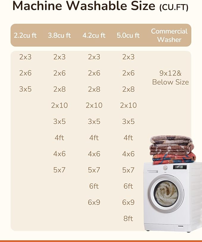 Area Rug 5x8 Rug Machine Washable Non-Slip Low Pile Print Pattern Western Rug for Living Room Bedroom Entryway Tribal Series-Cream/Camel
