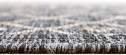 Unique Loom Outdoor Trellis Collection Area Rug - Tribal Trellis (10' 8" Square, Charcoal Gray/ Natural)
