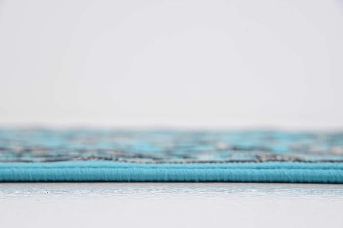 Unique Loom Sialk Hill Collection Area Rug - Washington (2' 11" x 16' 5" Runner Turquoise/Black)